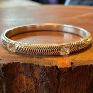 Brighton vintage silver and inset crystal lscrolled‎ bangle bracelet.